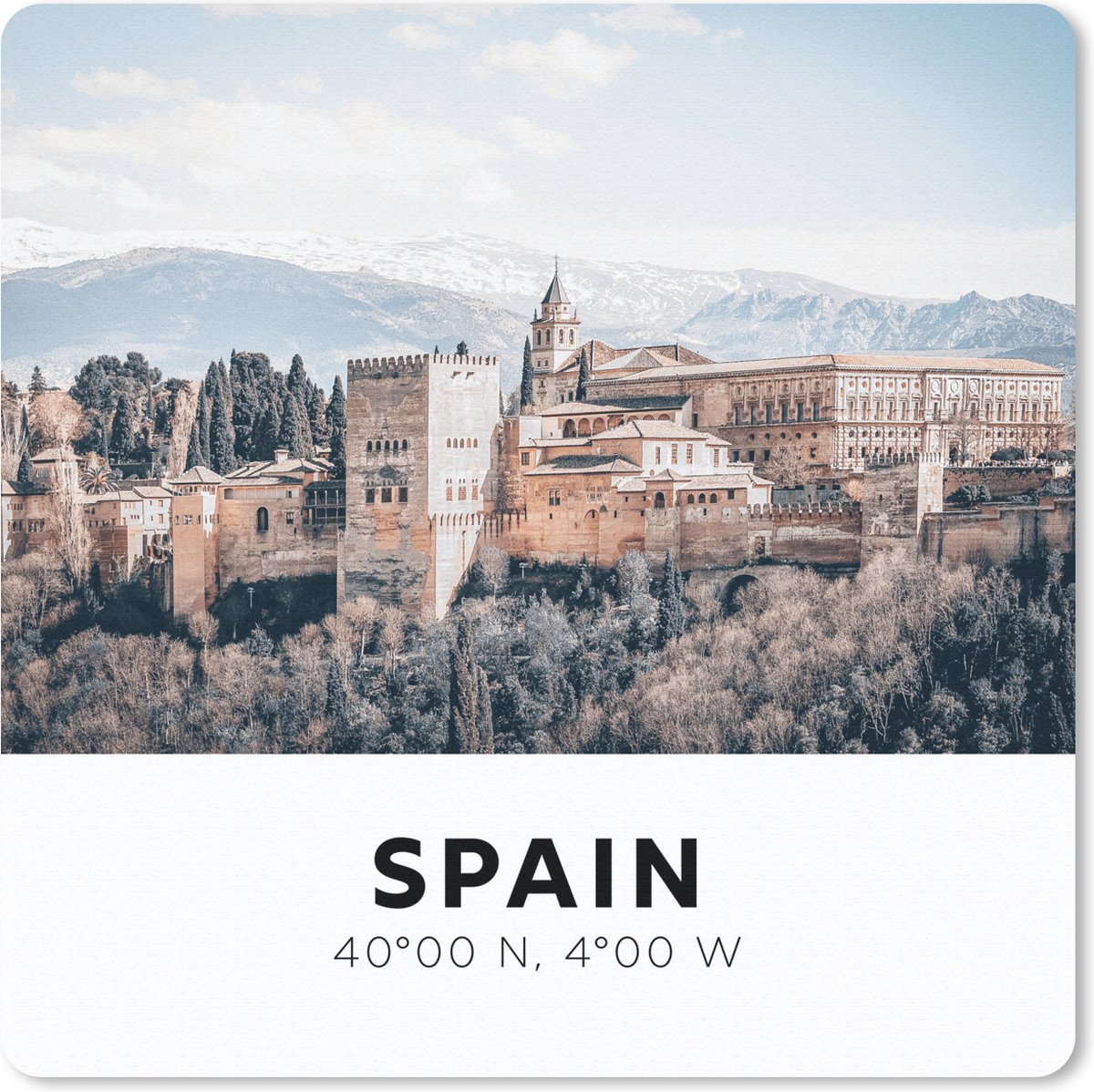 Muismat 20x20 cm - Mousepad Spanje - Gebouwen - Bergen - Muismatten