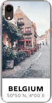 Geschikt voor iPhone XR hoesje - België - Café - Terras - Rood - Siliconen Telefoonhoesje