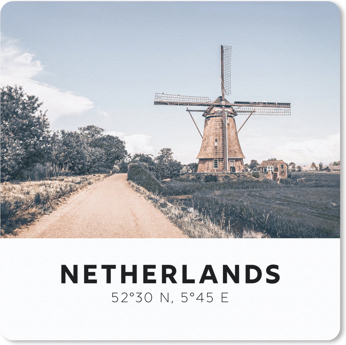 Muismat 20x20 cm - Mousepad Nederland - Molen - Natuur - Muismatten