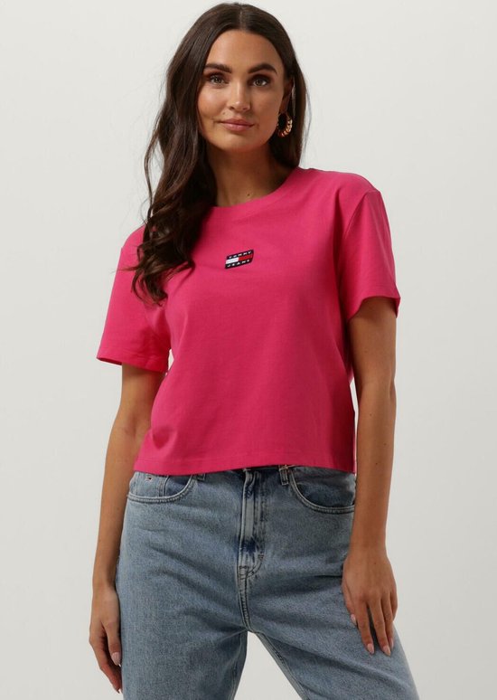 Tommy Jeans Tjw Tommy Center Badge Tee Tops & T-shirts Dames - Shirt - Roze  - Maat XL | bol.com