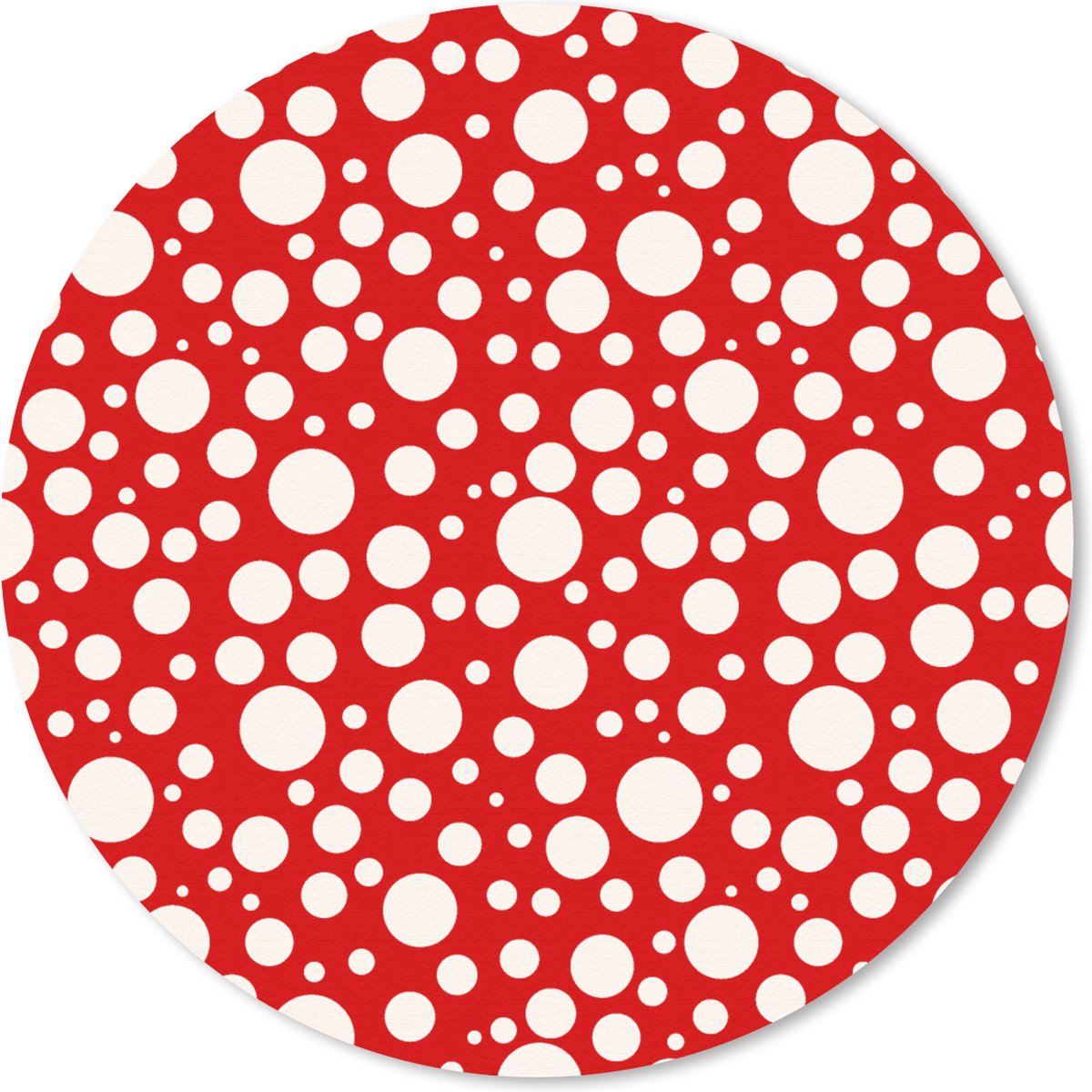 Muismat rond 20x20 cm - Mousepad Bubbels - Rood - Stippen - Patroon - Ronde muismatten