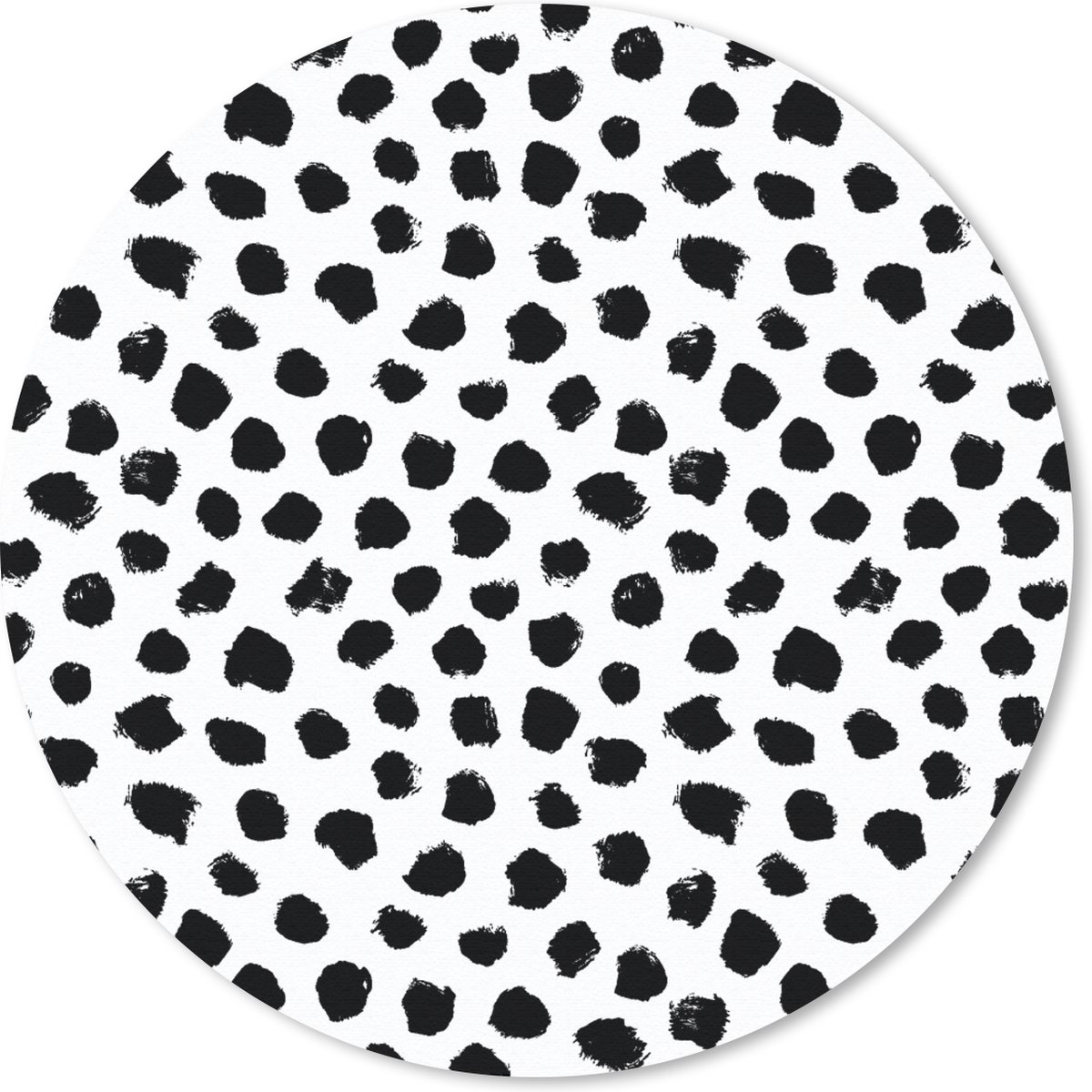 Muismat rond 40x40 cm - Mousepad Stippen - Zwart Wit - Patronen - Ronde muismatten