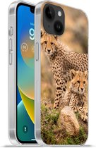 Geschikt voorApple Iphone 14 Plus - Soft case hoesje - Luipaard - Jong - Natuur - Siliconen Telefoonhoesje