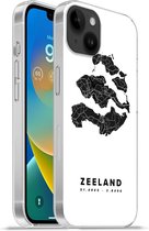 Geschikt voorApple Iphone 14 Plus - Soft case hoesje - Zeeland - Nederland - Wegenkaart - Siliconen Telefoonhoesje