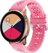 Strap-it Smartwatch bandje 20mm - siliconen bandje met patroon geschikt voor Samsung Galaxy Watch 6 / 6 Classic / Watch 5 / 5 Pro / Watch 4 / 4 Classic / Watch 3 41mm / Galaxy Watch 42mm / Watch Active & Active2 / Gear Sport - lichtgevend roze