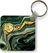 Sleutelhanger - Uitdeelcadeautjes - Marmer print - Goud - Glitter - Groen - Marmer printlook - Luxe - Plastic