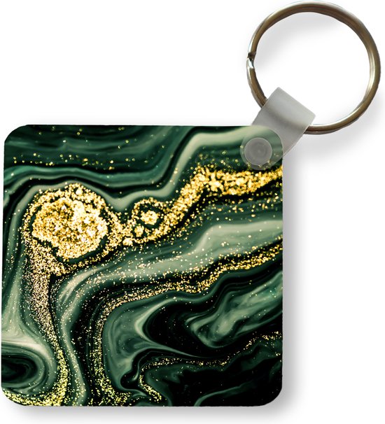 Porte-clés - Cadeaux - Marbre - Goud - Glitter - Vert - Aspect marbré - Luxe - Plastique