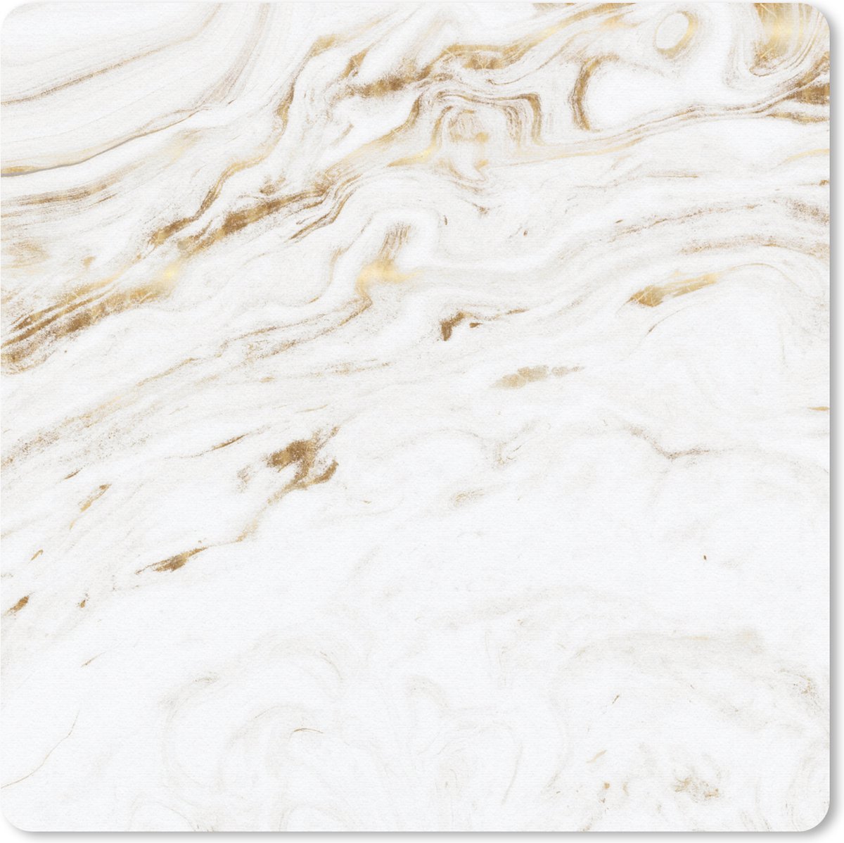 Muismat 30x30 cm - Mousepad Marmer - Goud - Wit - Trendy - Muismatten