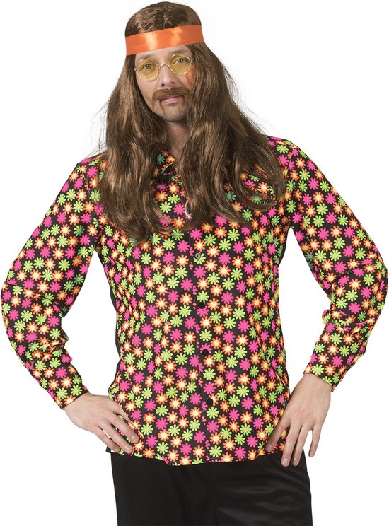 Costume de hippie | Chemise Fluor Flower Power Goes Disco Homme | Taille  56-58 |... | bol.com