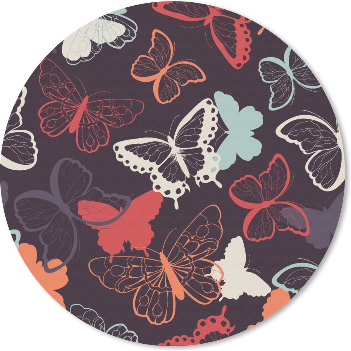 Muismat rond 40x40 cm - Mousepad Vlinders - Patronen - Abstract - Ronde muismatten