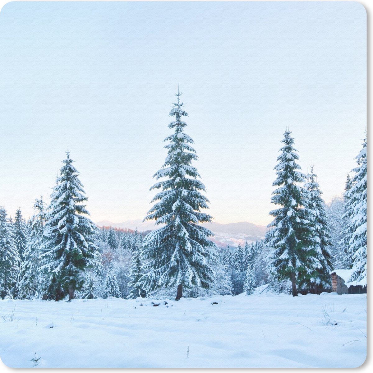 Muismat 20x20 cm - Mousepad Winter - Sneeuw - Bomen - Muismatten