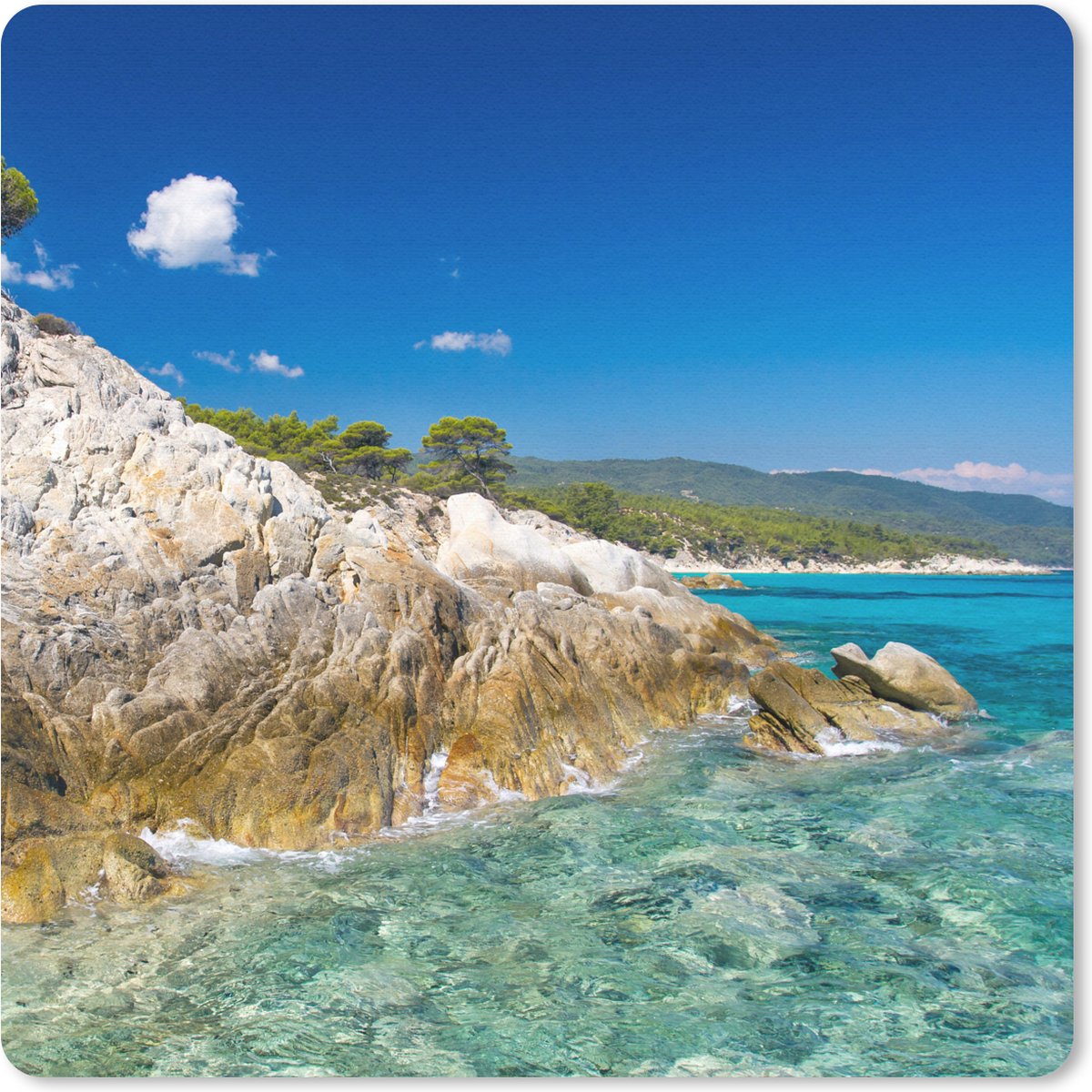 Muismat 30x30 cm - Mousepad Zee - Klif - Zomer - Tropisch - Muismatten