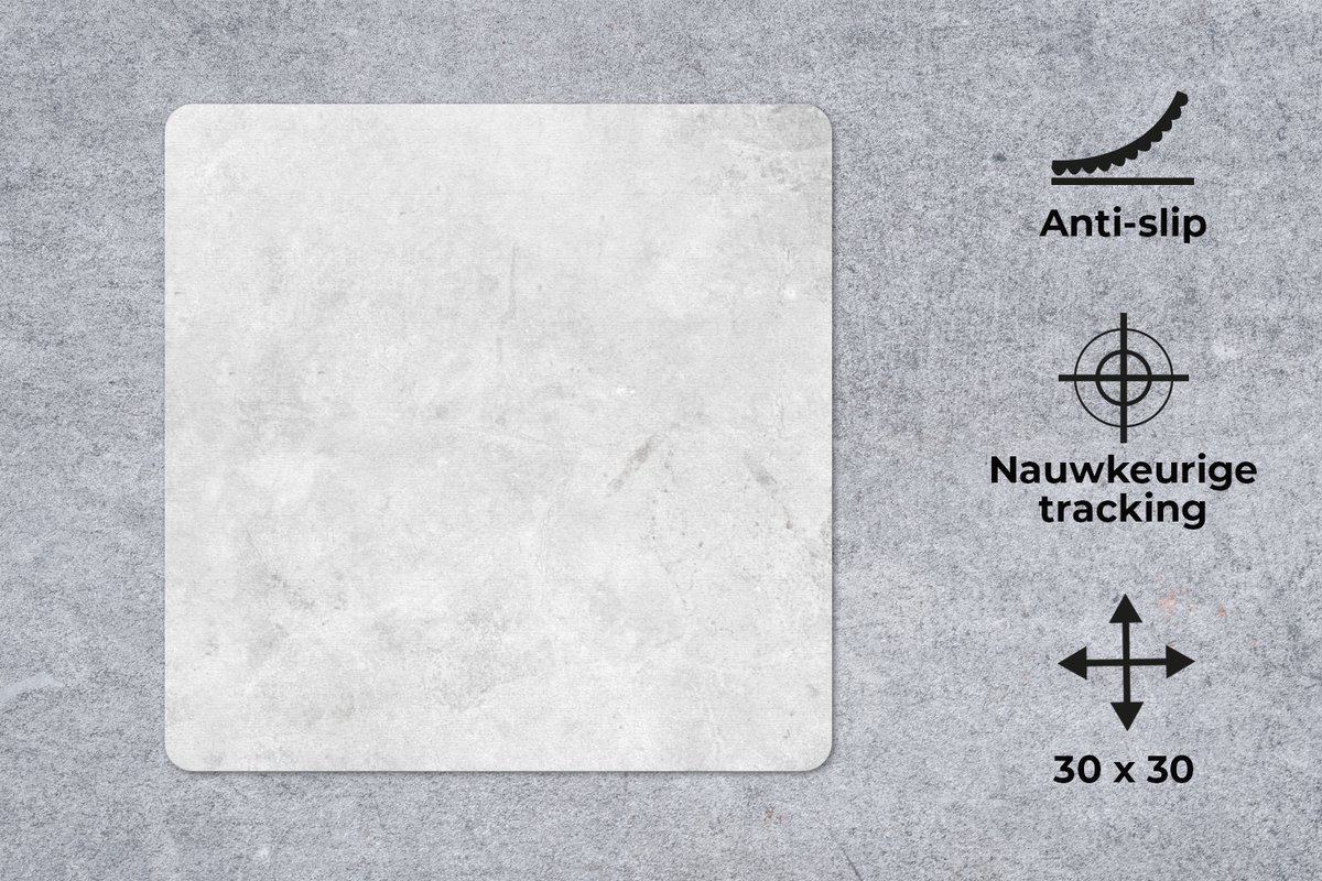 Muismat 30x30 cm - Mousepad Marmer - Textuur - Grijs - Marmer printlook - Muismatten