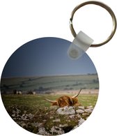 Sleutelhanger - Schotse Hooglander - Stenen - Gras - Plastic - Rond - Uitdeelcadeautjes