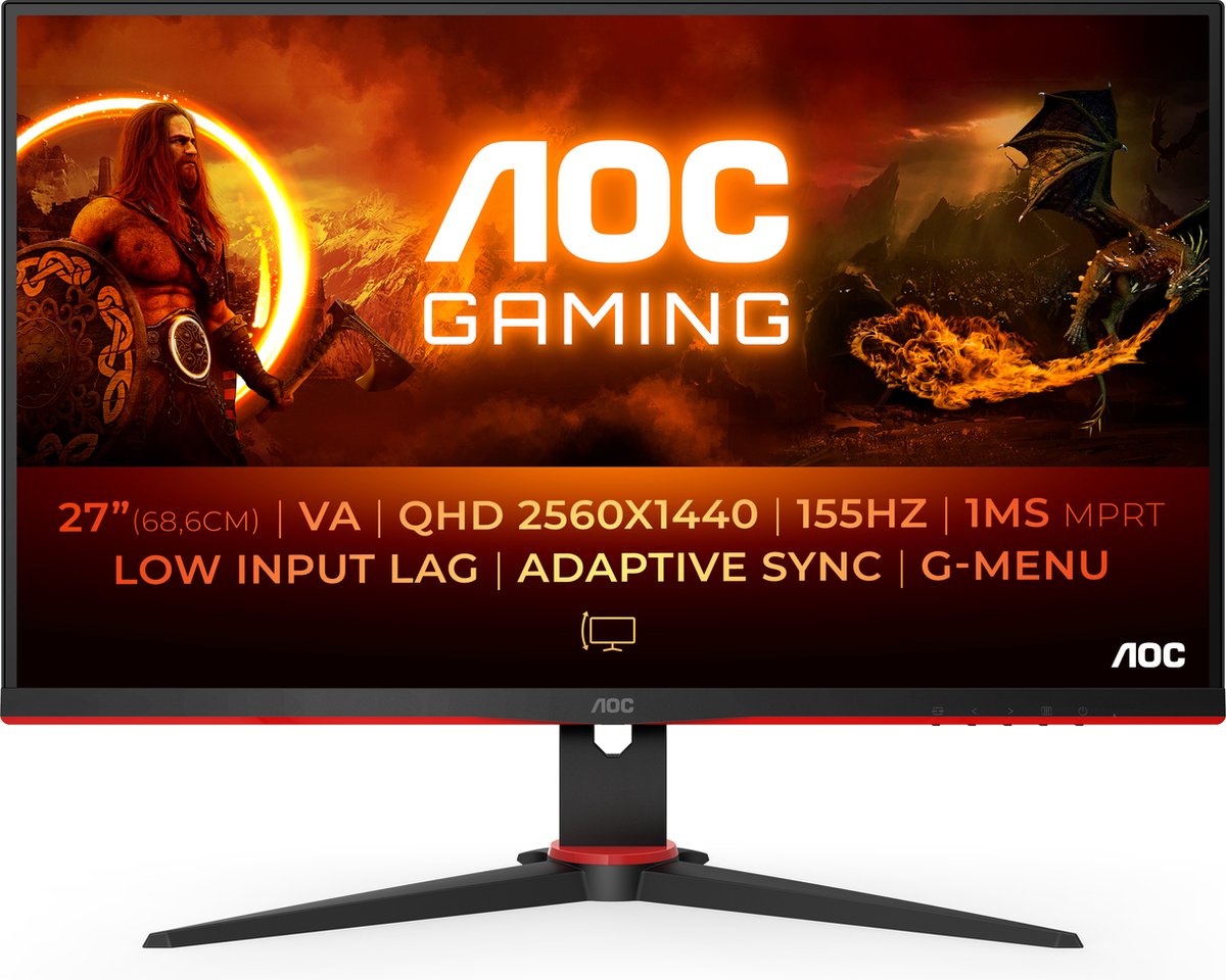 AOC Q27G2E - QHD Gaming Monitor - 144hz -155Hz - 27 Inch