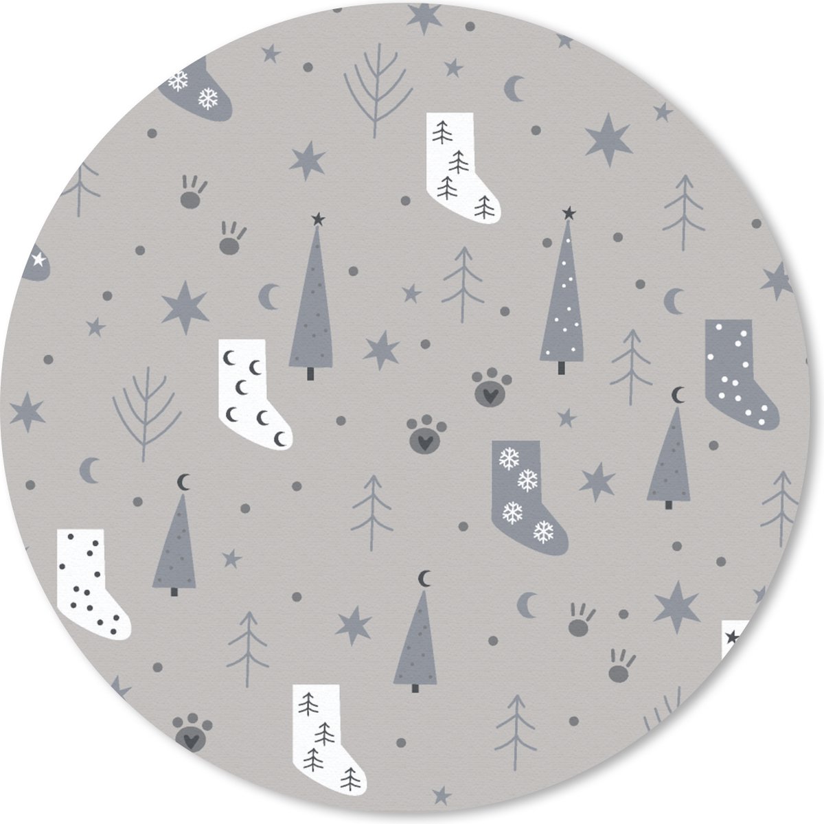 Muismat rond 40x40 cm - Mousepad Sokken - Patronen - Kerst - Ronde muismatten