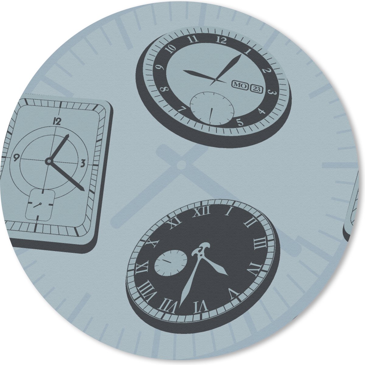 Muismat rond 40x40 cm - Mousepad Klok - Patronen - Vintage - Ronde muismatten