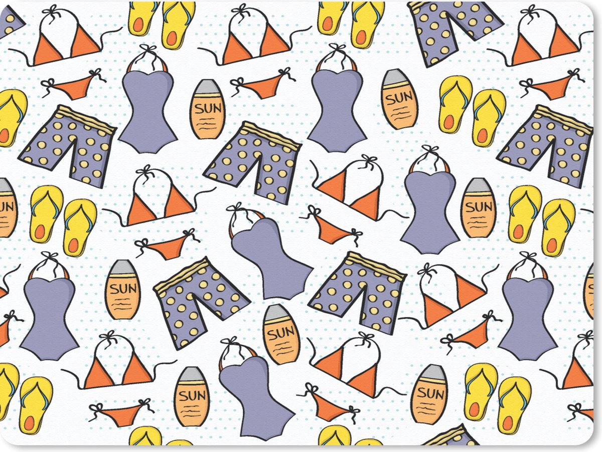 Muismat 23x19 cm - Mousepad Badkleding - Patronen - Zomer - Muismatten