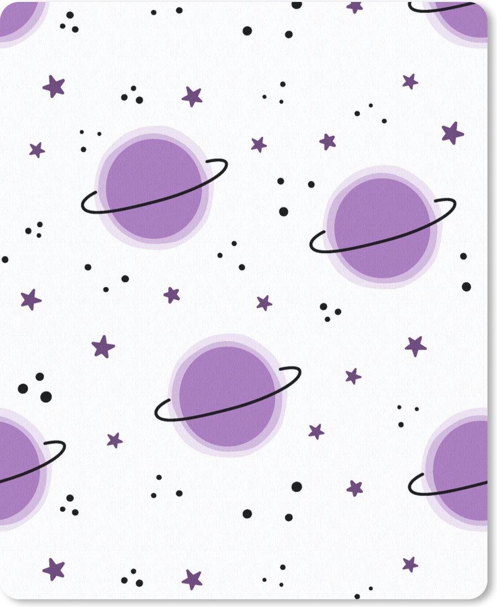 Muismat 19x23 cm - Mousepad Space - Planeten - Sterren - Ruimtevaart - Patroon - Muismatten