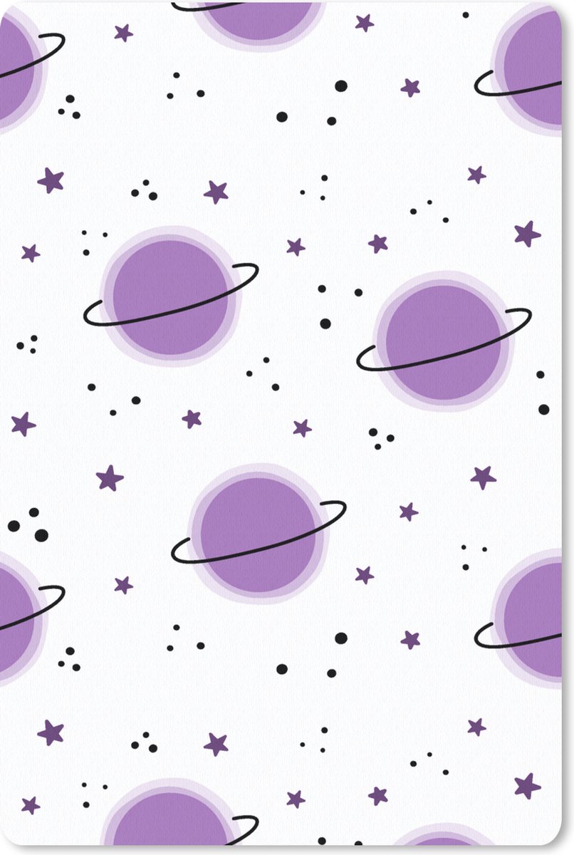 Muismat 18x27 cm - Mousepad Space - Planeten - Sterren - Ruimtevaart - Patroon - Muismatten