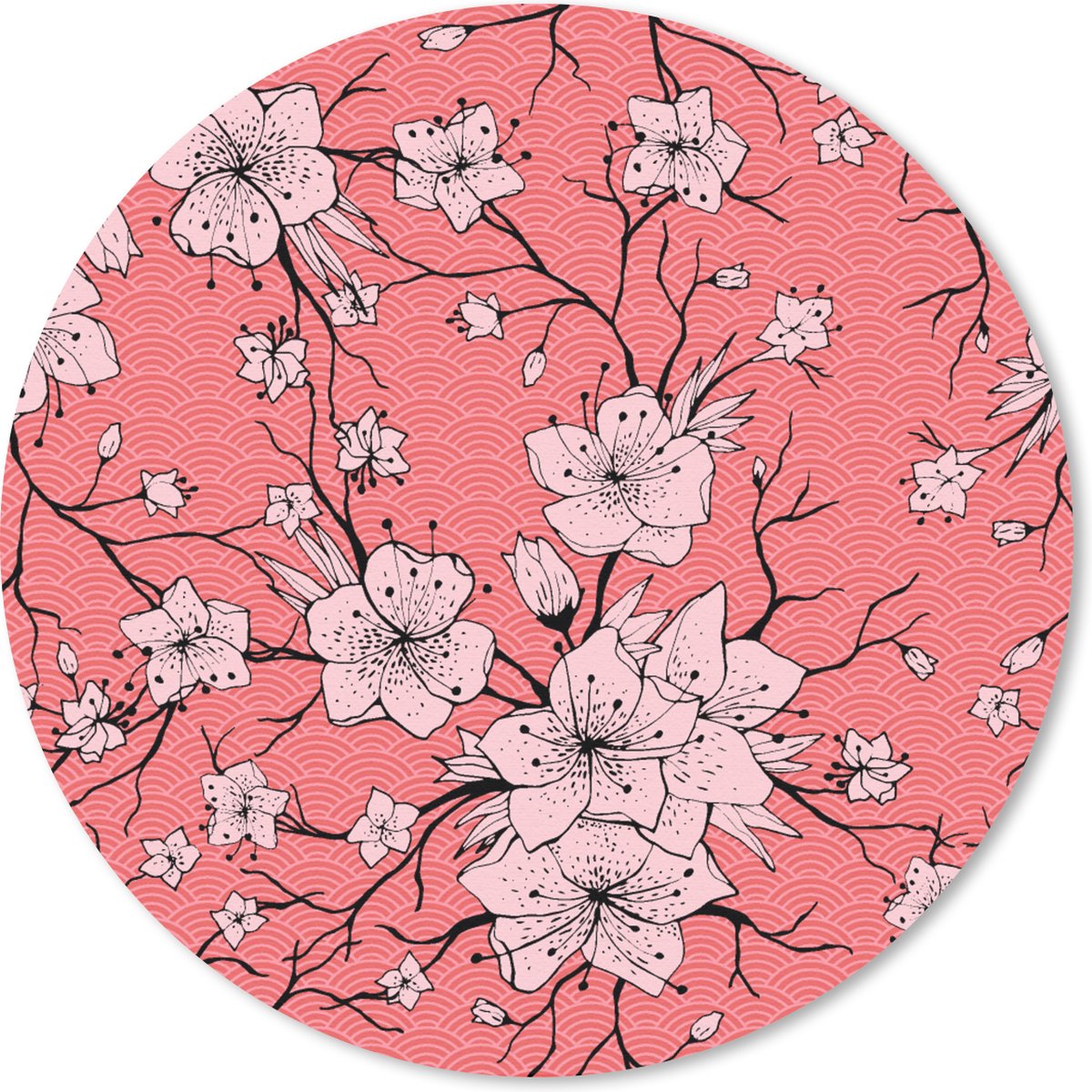 Muismat rond 20x20 cm - Mousepad Patronen - Bloemen - Japan - Ronde muismatten