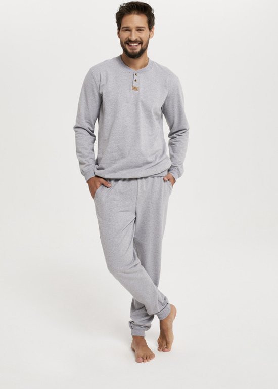 Italian Fashion | Lider | 100% katoenen | trainingspak voor heren | huispak | winter pyjama| grijze gemêleerde kleur XL