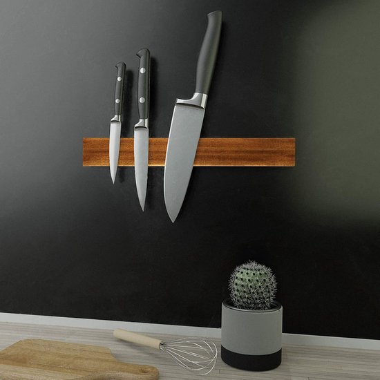 Barre Magnétique Porte-Couteaux OuiChef En Bois D'Acacia 40cm - Organisation Cuisine