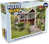 Puzzel Een rode cottage met een tuin in Zweden - Legpuzzel - Puzzel 500 stukjes