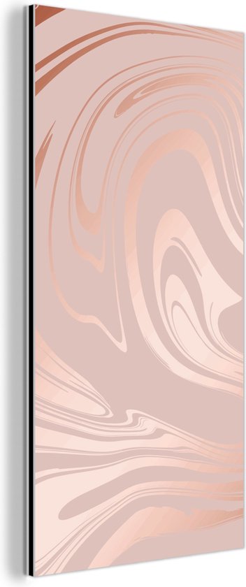 Décoration murale Métal - Peinture Aluminium Industriel - Marbre - Or rose - Luxe - 40x80 cm - Dibond - Photo sur aluminium - Décoration murale industrielle - Pour le salon/chambre