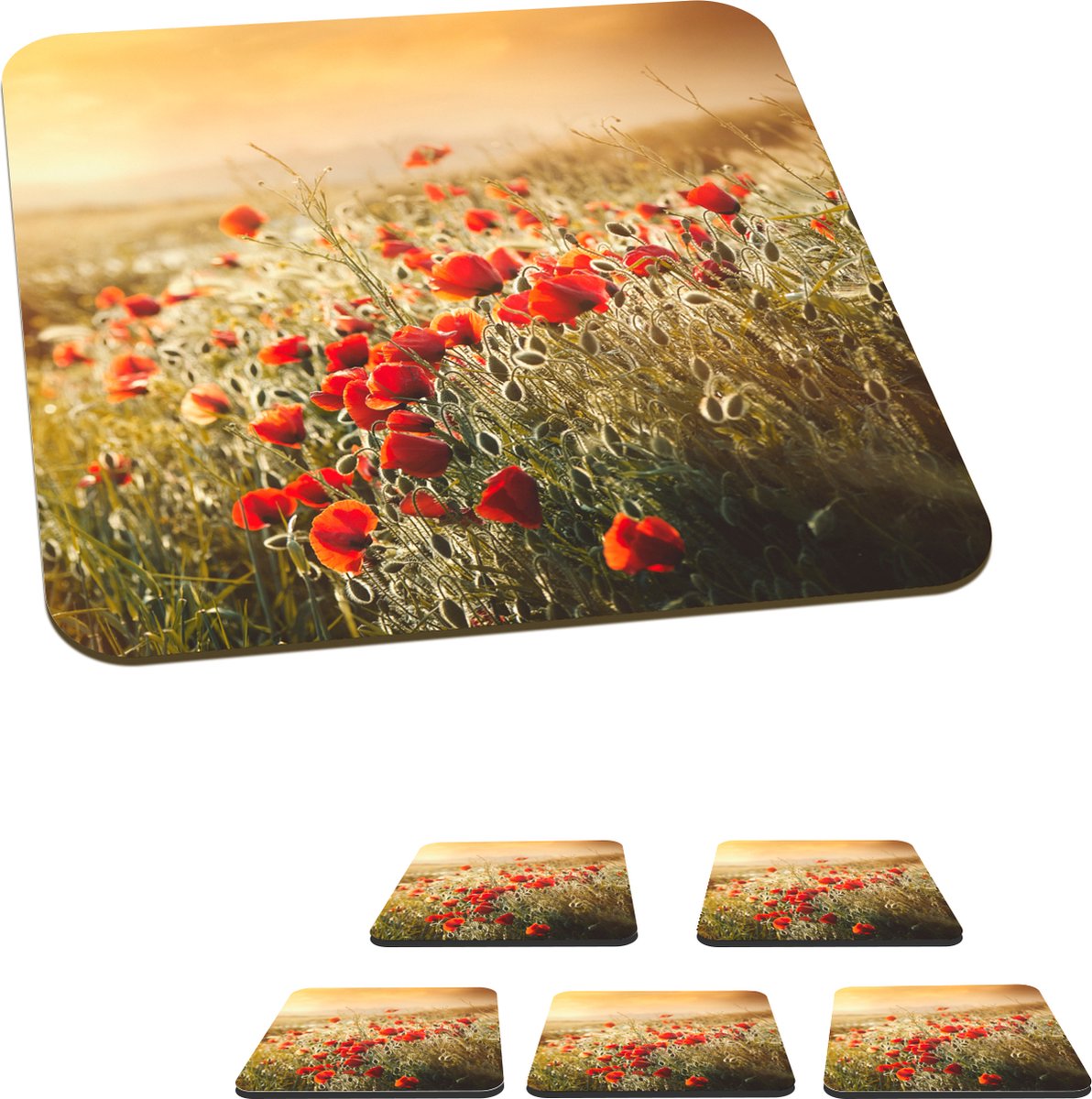 Spatscherm Keuken - 120x80 cm - Klaproos - Bloemen - Rood