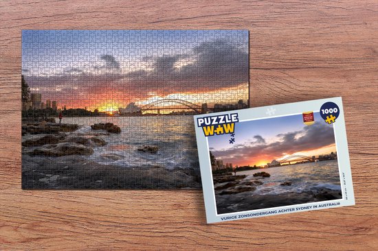 Puzzle Coucher de soleil ardent derrière Sydney en Australie - Puzzle - Puzzle 1000 pièces adultes