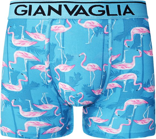 Heren boxershorts 3 pack flamingo blauw/roze XXL