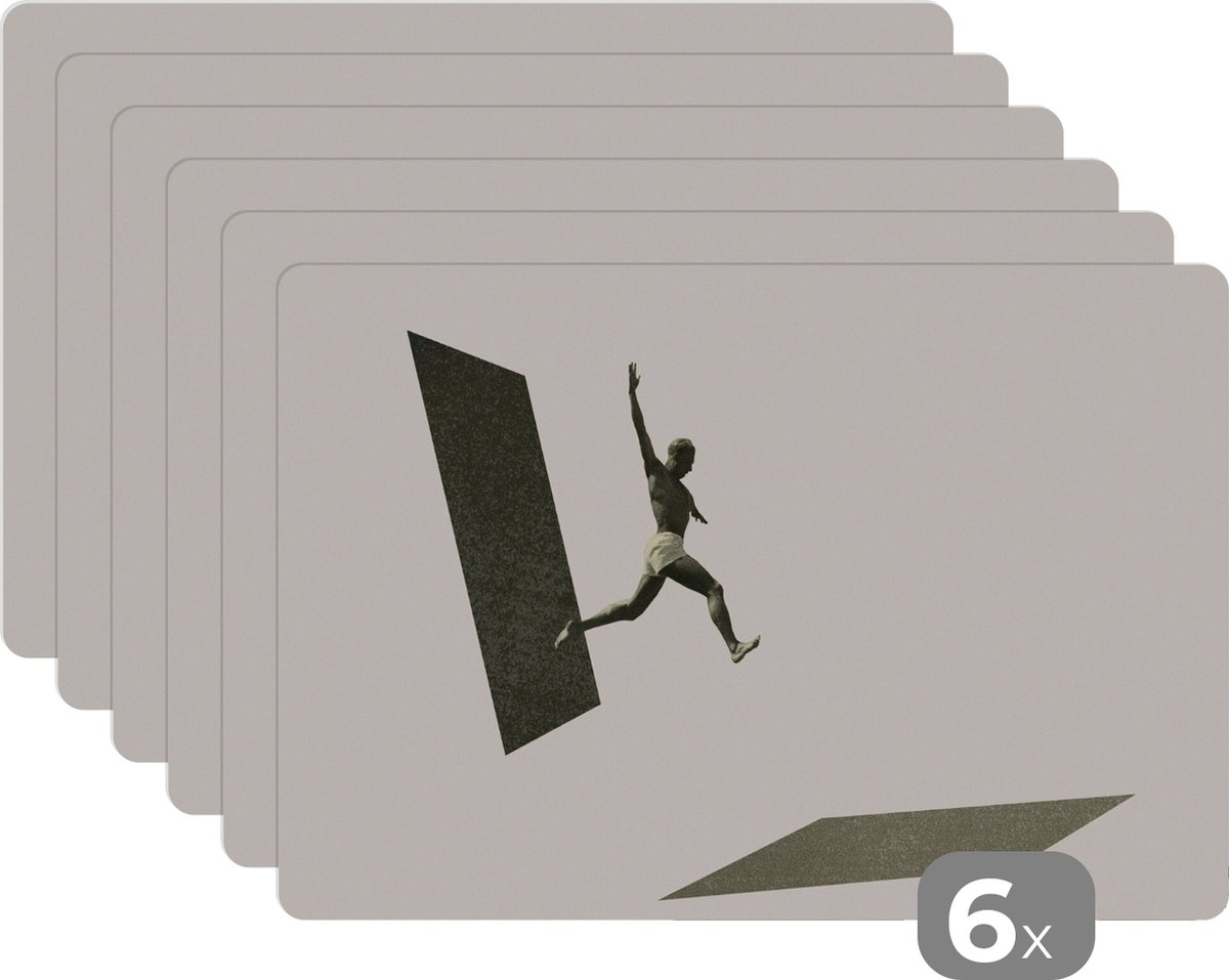 Placemat - Man - Vintage - Design - Onderleggers placemat - Tafel - 45x30 cm - 6 stuks