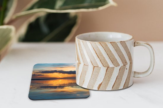 Sous- Sous-verres pour verres - Mer - Horizon - Couleurs - 10x10 cm - Sous-verres en verre - 6 pièces