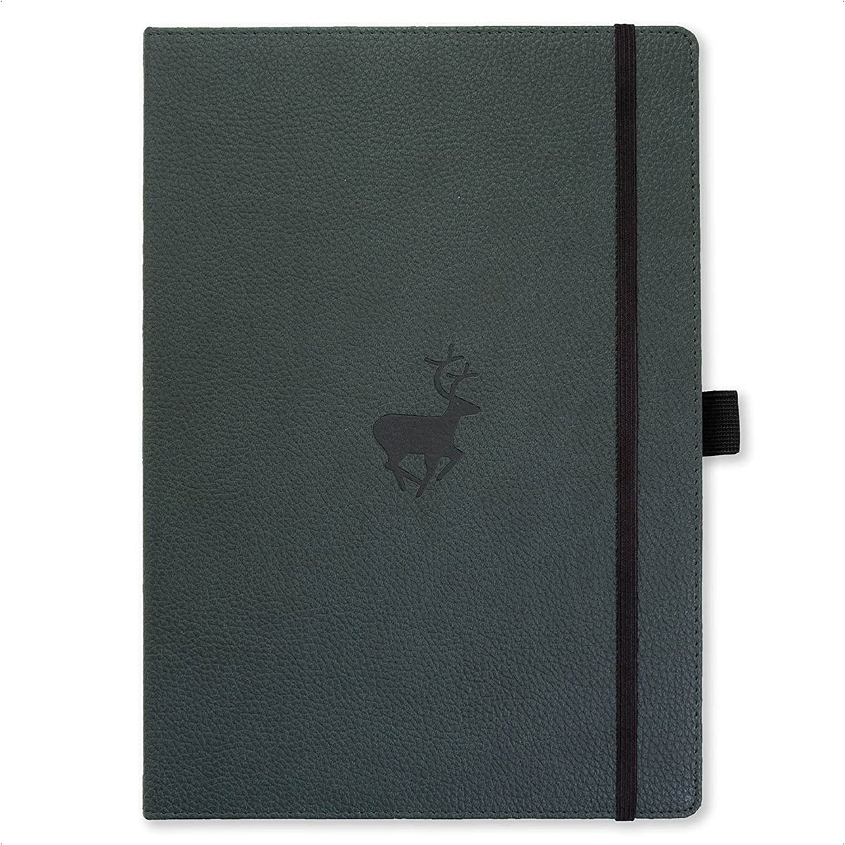 Dingbats* Wildlife A4 Notitieboek - Green Deer Blanco - Bullet Journal met 100 gsm Inktvrij Papier - Schetsboek met Harde Kaft, Elastische Sluiting en Bladwijzer