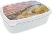 Broodtrommel Wit - Lunchbox - Brooddoos - Strand - Zee - Duin - Zonsondergang - 18x12x6 cm - Volwassenen