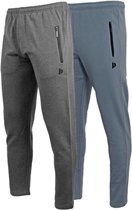 2-Pack Donnay - Joggingbroek met rechte pijp - sportbroek - Heren - Maat XL - Charcoal-marl/Blue-grey (488)
