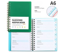 Wachtwoordboek met alfabetische tabbladen, wachtwoordbewaarboek voor senioren, hardcover wachtwoordnotitieboek voor individuele en kleurrijke tabbladen, wachtwoordorganizer voor website-inloggegevens - groente
