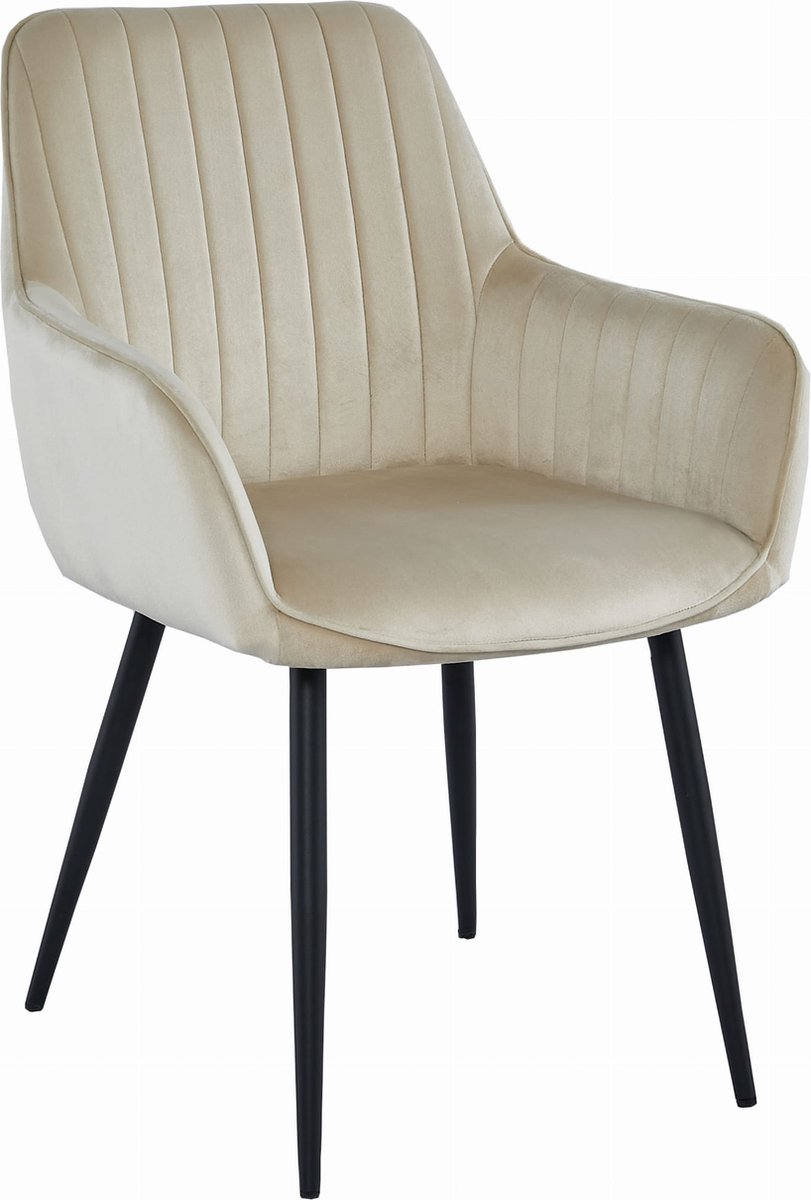 SOLDEN Stoel - Beige Velvet, Metalen Poten, Stijlvol Ontwerp en Optimaal Zitcomfort voor Woonkamer, Slaapkamer, Eetkamer of Kantoor, Max. 120 kg