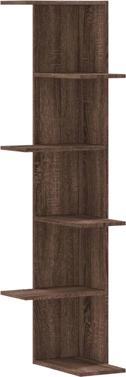 vidaXL Hoekwandschap - 36,5x36,5x140 - cm - bewerkt - hout - bruin - eikenkleurig bruineiken