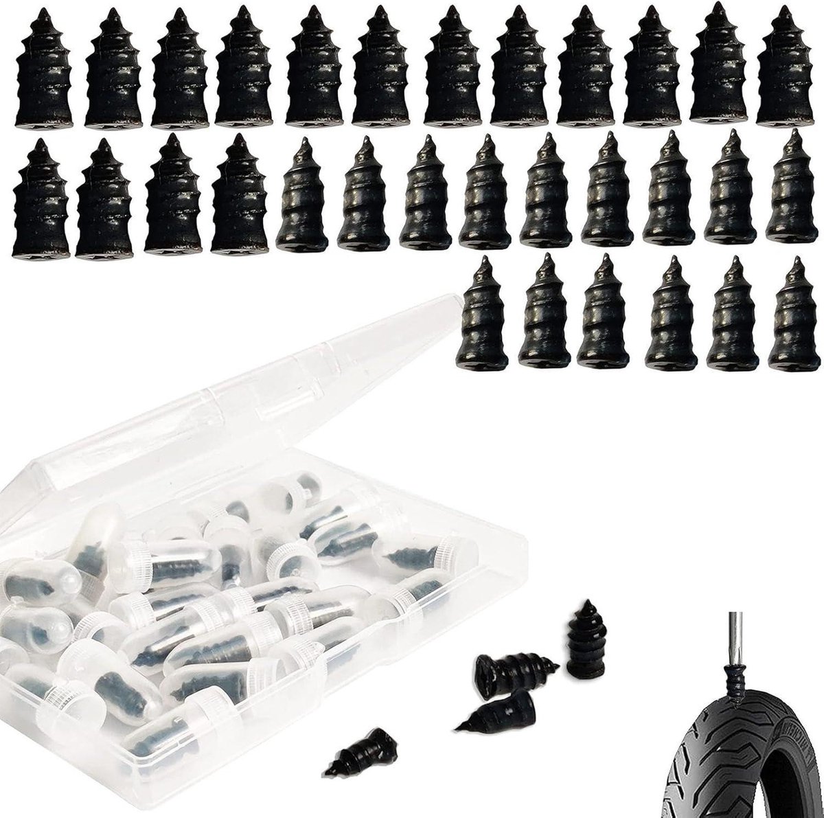 Rubber Tire Repair Screws | 10 Pieces Tire Repair Caps | Durable Rubber & Iron Tire Repair Screws with Bread Applicability Bicycle
