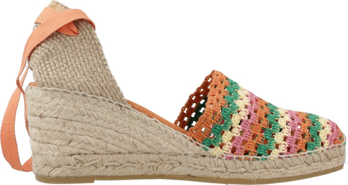 Espadrille met sleehak voor dames in veelkleurig gehaakt patroon | GEORGINA
