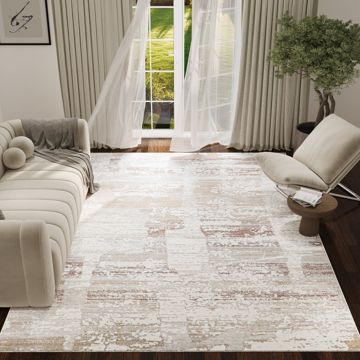 TAPISO Trend Tapijt Laagpolig - Modern Tapijt Hoge Kwaliteit - Elegant Woonkamer Tapijt in