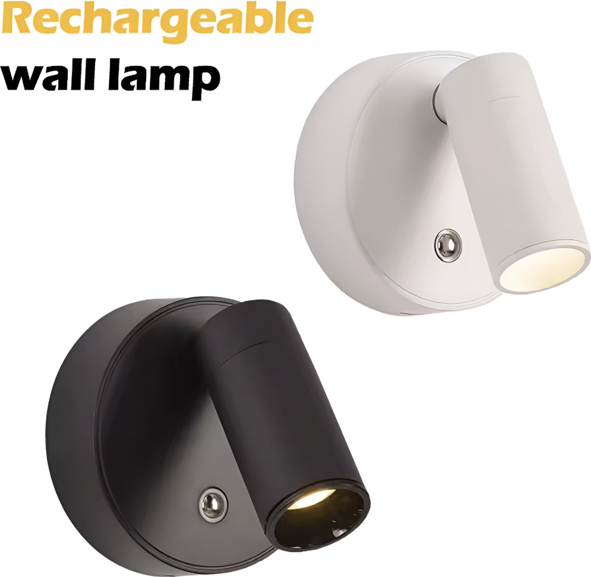 Oplaadbare LED Spotlight Wandlamp - Draadloos - Dimbaar - Nachtlampje - 360° - Zonder Boren Zonder Stroomkabel- Wit,Warmwit,Warm(3000k,6000k,4500k)Licht - Touch Control - Verlichting voor Schilderij Slaapkamer & Woonkamer - Trapverlichting- WIT