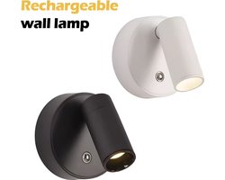Oplaadbare LED Spotlight Wandlamp - Draadloos - Dimbaar - Nachtlampje - 360° - Zonder Boren Zonder Stroomkabel- Wit,Warmwit,Warm(3000k,6000k,4500k)Licht - Touch Control - Verlichting voor Schilderij Slaapkamer & Woonkamer - Trapverlichting- WIT