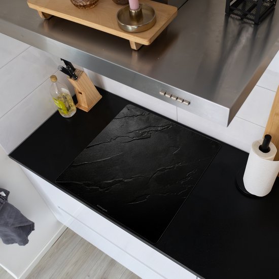 KitchenYeah® Protection plaque induction 60x55 cm - Noir - Pierre - Béton - Protege plaque de cuisson - Couvre plaque induction - Protecteur d'induction - Cuisine