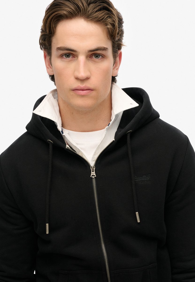 Superdry Essential Logo Zip Hooded Vest Heren Zwart