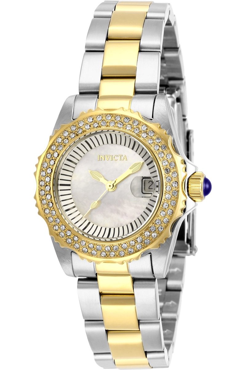 Invicta Angel 28443 Dames Horloge - Waterdicht - Analoog - Quartz Uurwerk - Roestvrij Staal met parelmoeren Wijzerplaat - 30mm