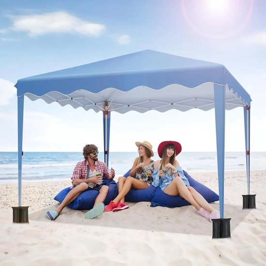 Partytent Opvouwbaar - Tuinpaviljoen - Easy Up Partytent - 3x3m - Pop Up Canopy - Zijwanden – Outdoor Winter Gazebo – Verstelbare - Hoogte Poten – Ramen - Draagtas - UV - Bescherming - Wit — afbeelding 5
