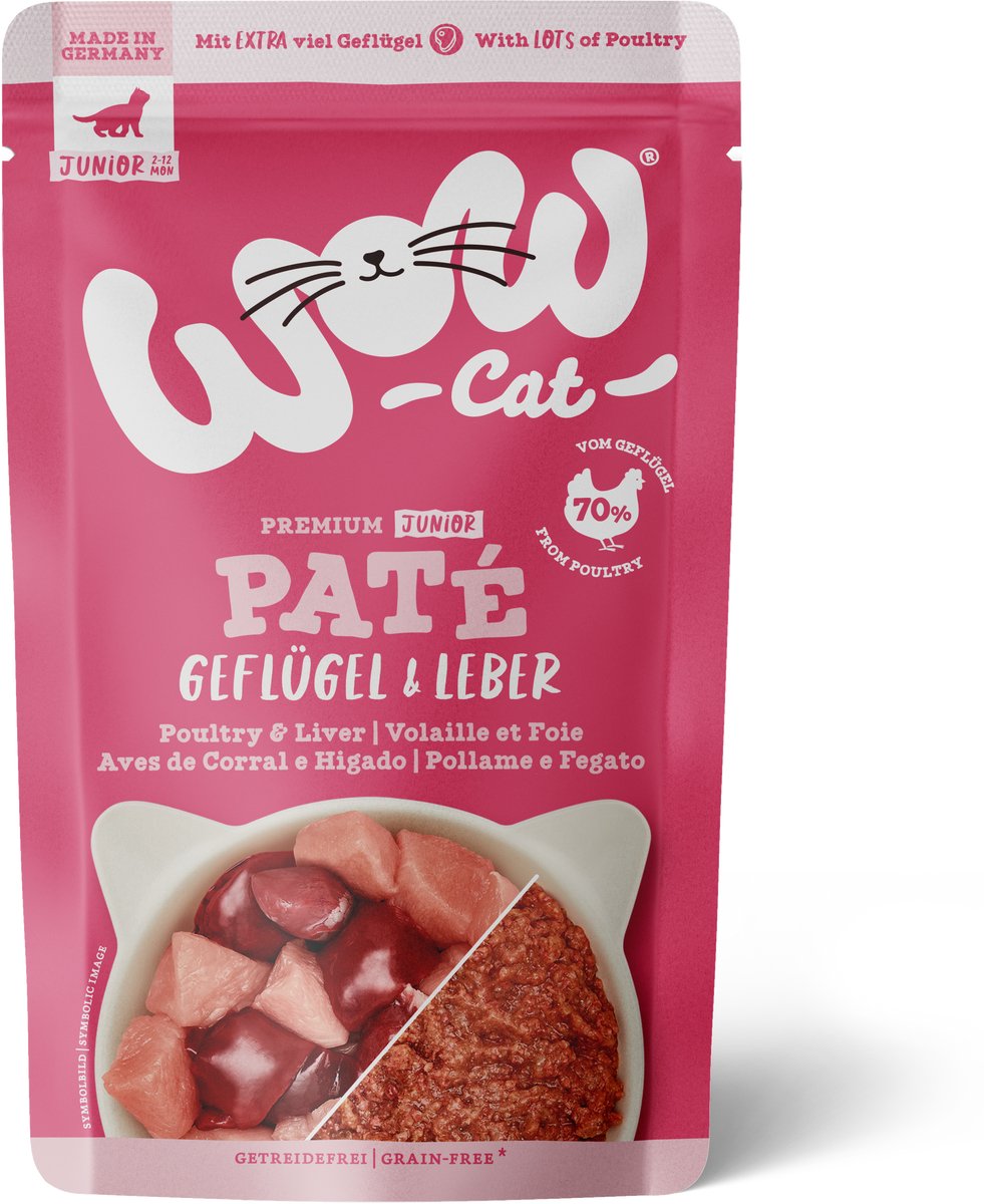 Wow WOW CAT - JUNIOR Pouchbeutel 12x125 | Geflügel & Leber